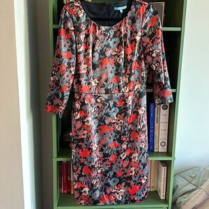 ANTONIO MELANI Pink and Blue Sheath Dress with 3/4 Cuffed Sleeves